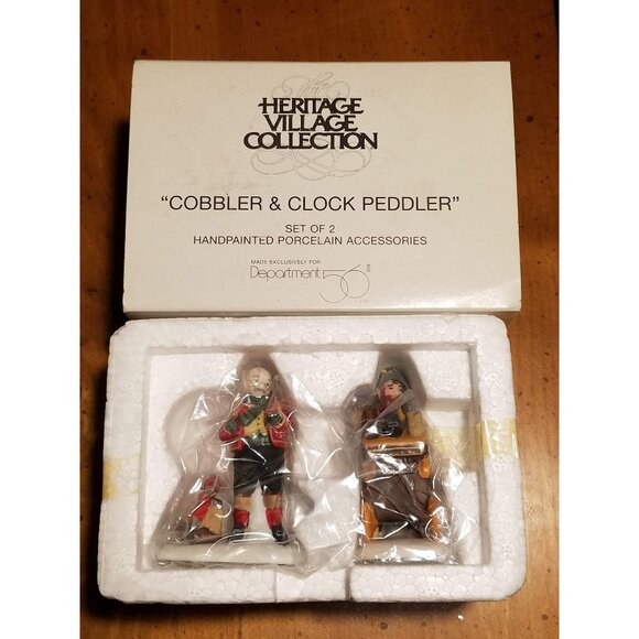 Department 56 Other - "Cobbler & Clock Peddler" set of 2 #5839-4 Heritage Village Collection -Retired-